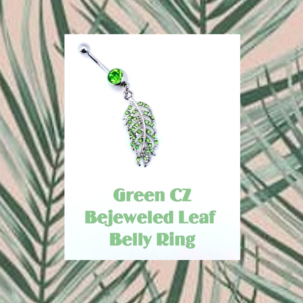 5/$10 | Green Leaf Tropical Belly Ring